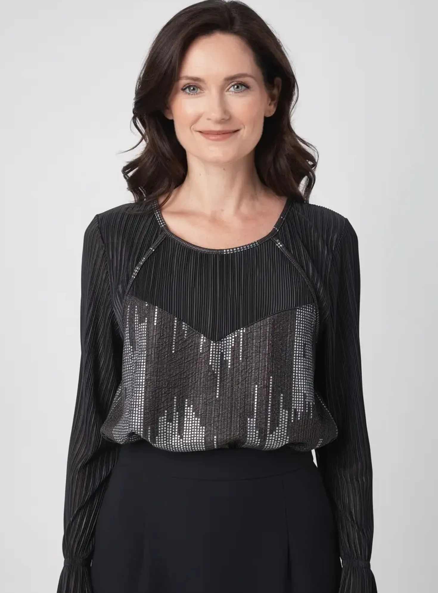 Top Halogene Noir Manches Longues
