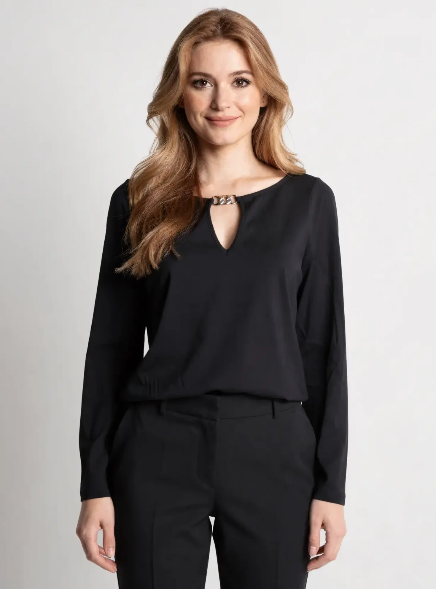 Top Nathalie Chaize Noir Manches Longues