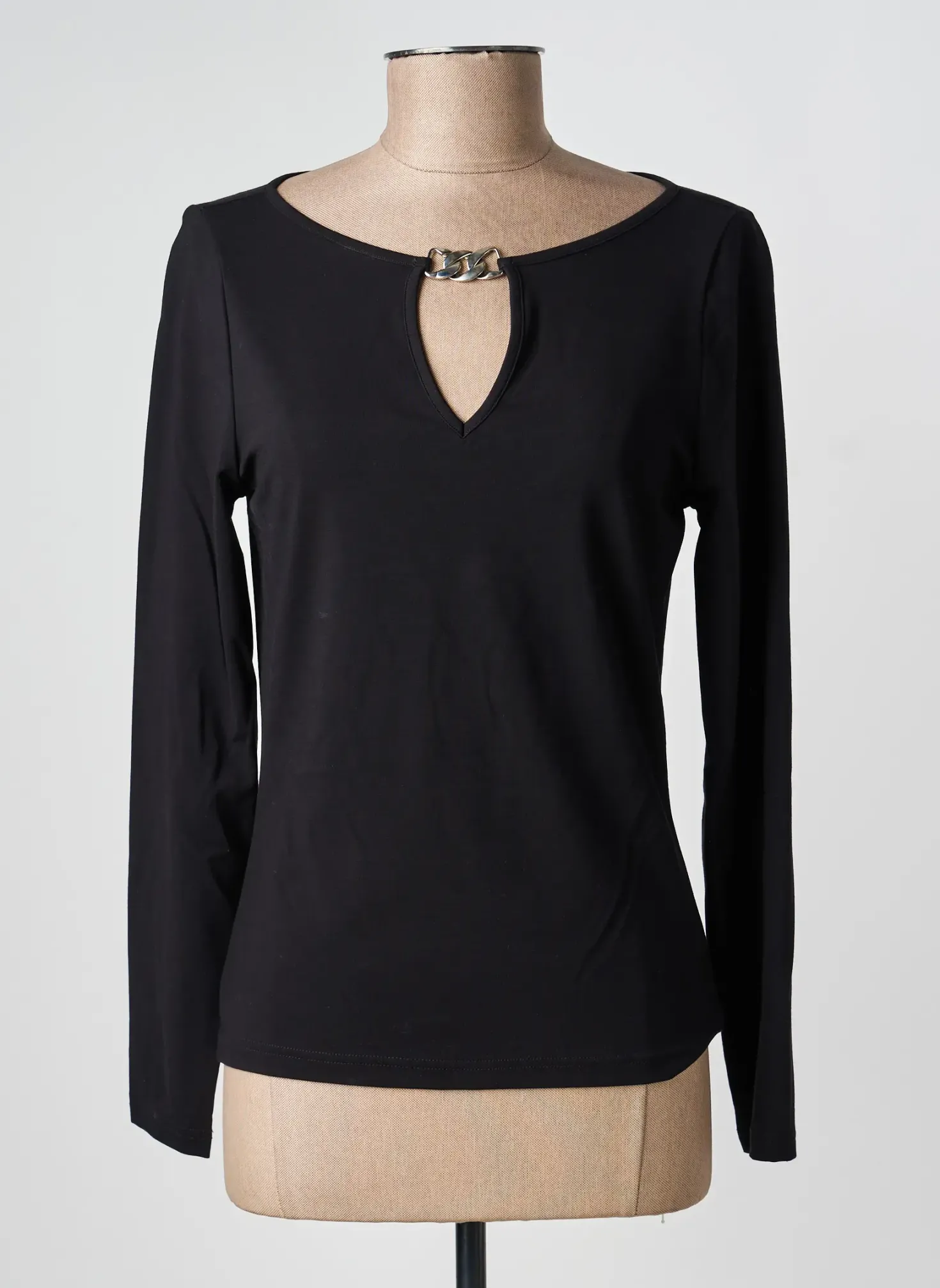 Top Nathalie Chaize Noir Manches Longues