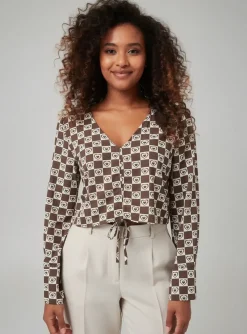 Top Only Marron Manches Longues