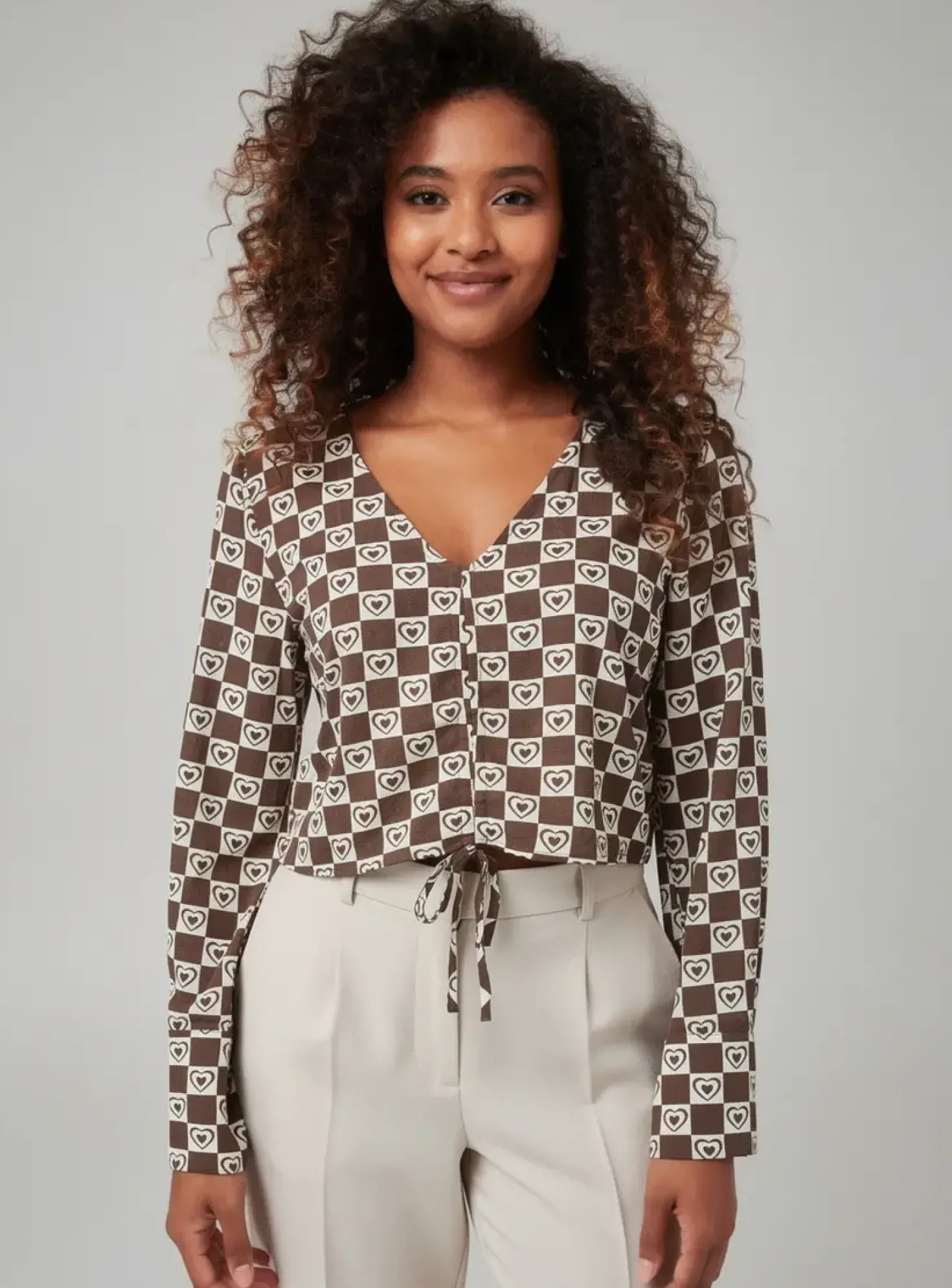 Top Only Marron Manches Longues