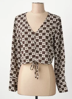 Top Only Marron Manches Longues