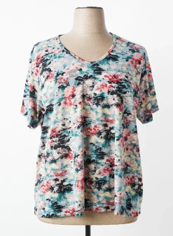 Top Plume Bleu Manches Courtes