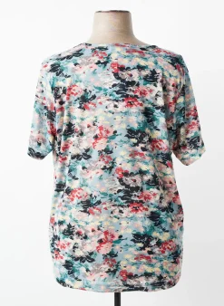 Top Plume Bleu Manches Courtes