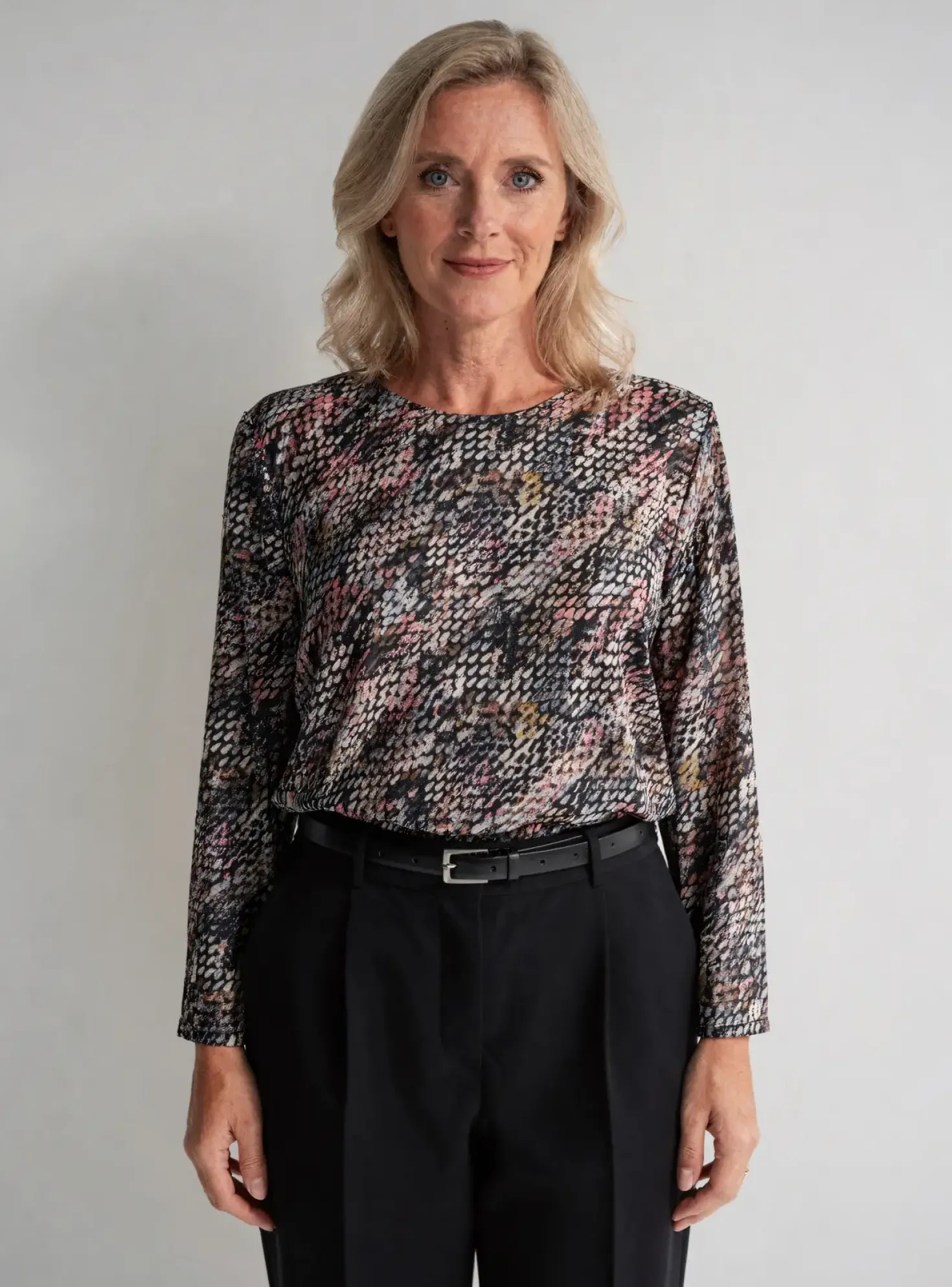 Top Plurielles Noir Manches Longues