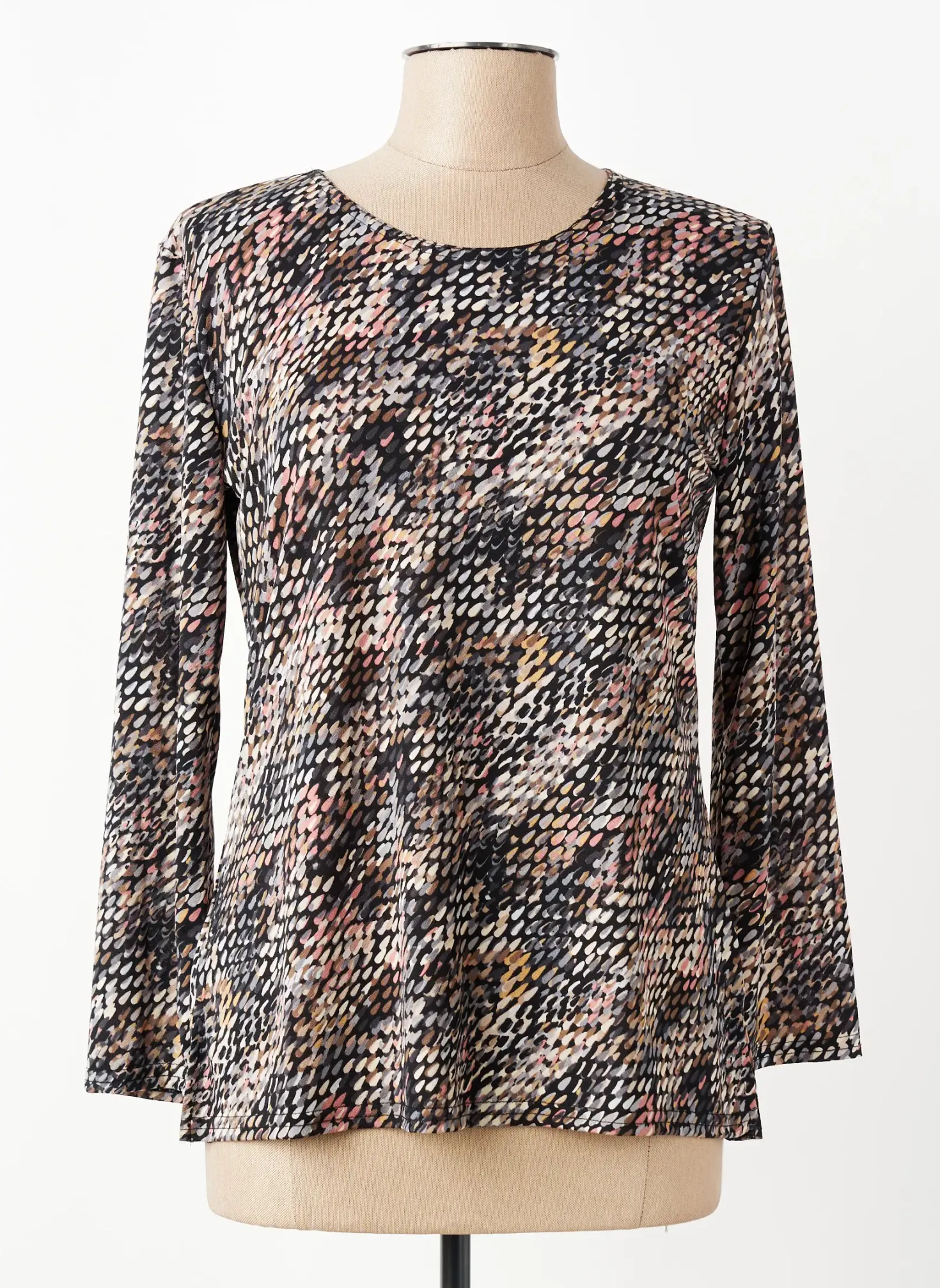 Top Plurielles Noir Manches Longues