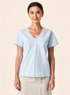 Top Sarah John Bleu Manches Courtes