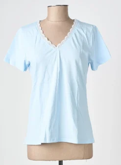 Top Sarah John Bleu Manches Courtes