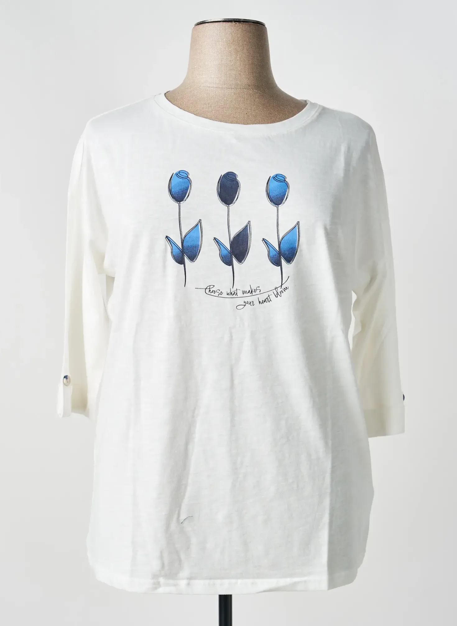 Top Sheego Blanc Manches Longues