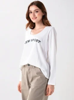 Top Sheego Blanc Manches Longues