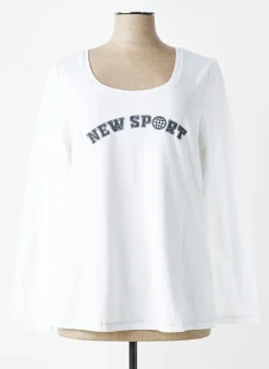 Top Sheego Blanc Manches Longues