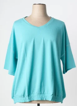 Top Sheego Bleu Manches 3/4