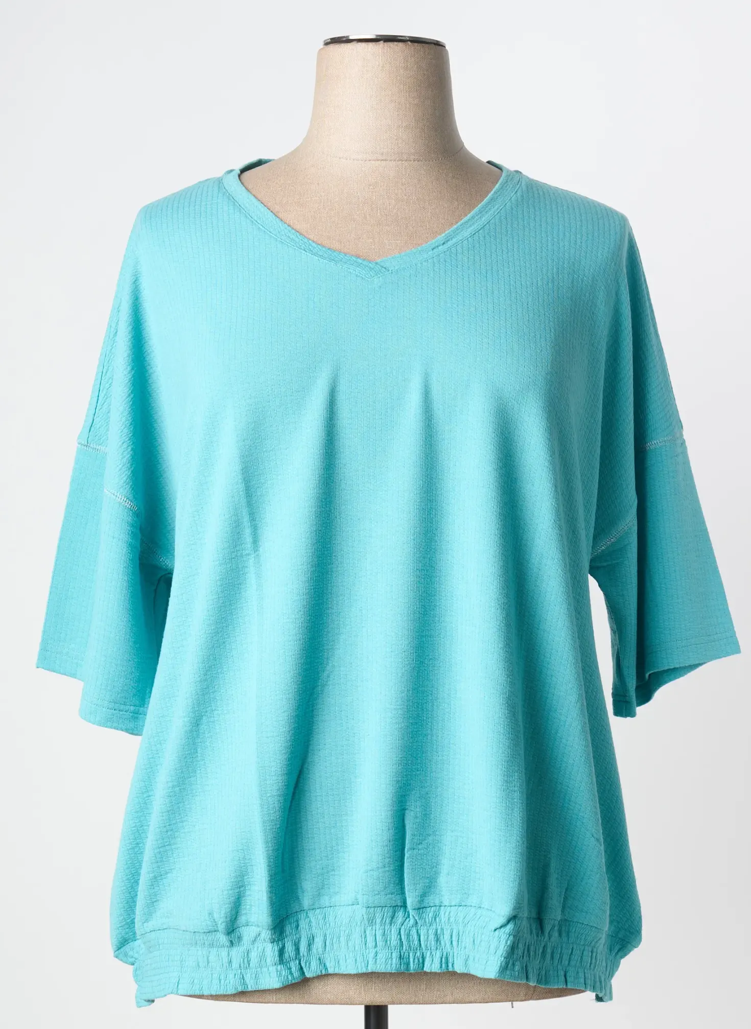 Top Sheego Bleu Manches 3/4
