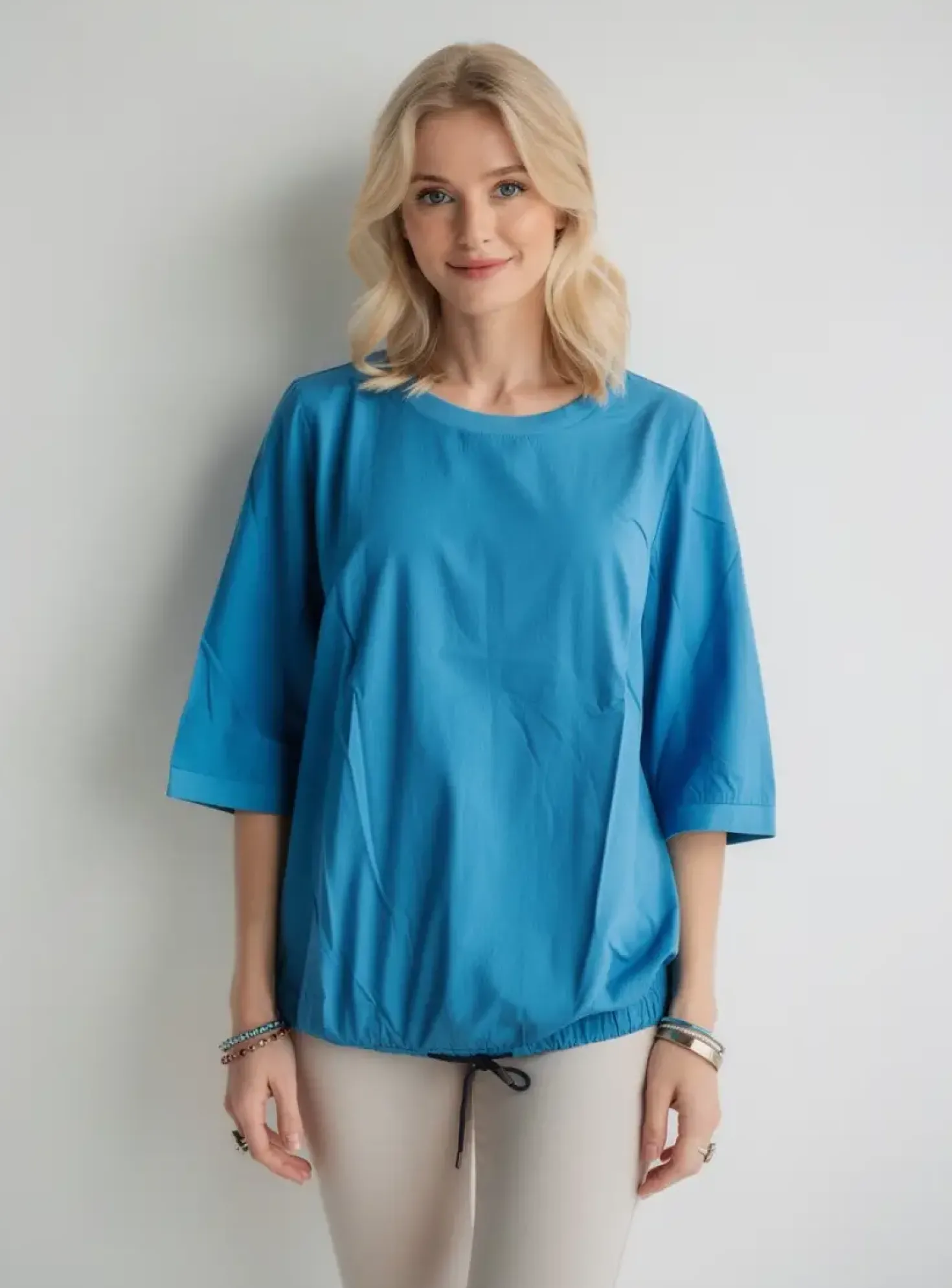 Top Sheego Bleu Manches 3/4