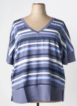 Top Sheego Bleu Manches Courtes
