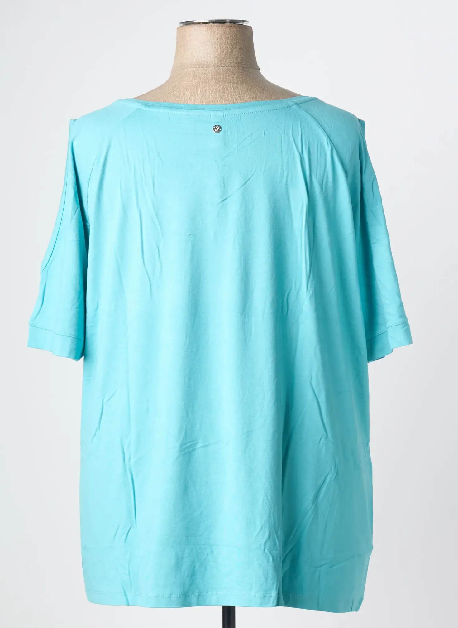 Top Sheego Bleu Manches Courtes