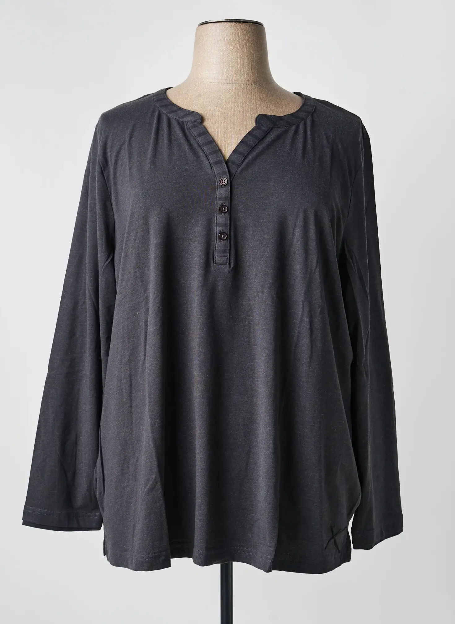 Top Sheego Gris Manches Longues