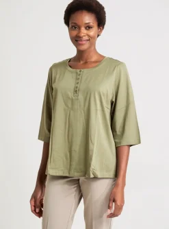 Top Sheego Vert Manches 3/4