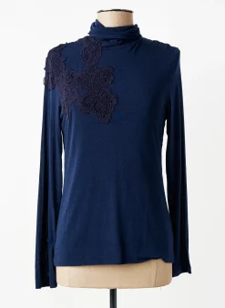 Top Tricot Chic Bleu Manches Longues