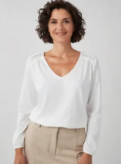 T-shirt Andam Blanc Manches Longues