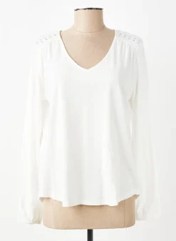 T-shirt Andam Blanc Manches Longues