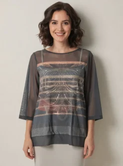 T-shirt Betty Barclay Gris Manches 3/4