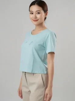 T-shirt Damart Bleu Manches Courtes