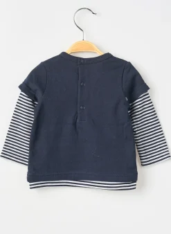 T-shirt Elle Est Ou La Mer Bleu Manches Longues