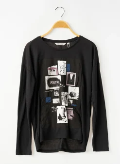 T-shirt Garcia Noir Manches Longues