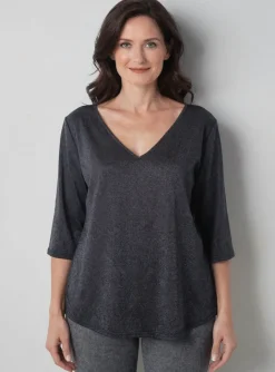 T-shirt Halogene Gris Manches 3/4