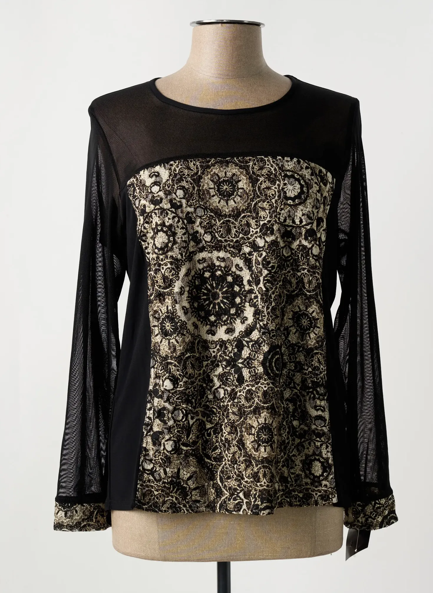 T-shirt Jean Delfin Noir Manches Longues