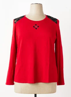 T-shirt Jean Delfin Rouge Manches Longues