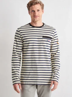 T-shirt La Marinière Française Blanc Manches Longues