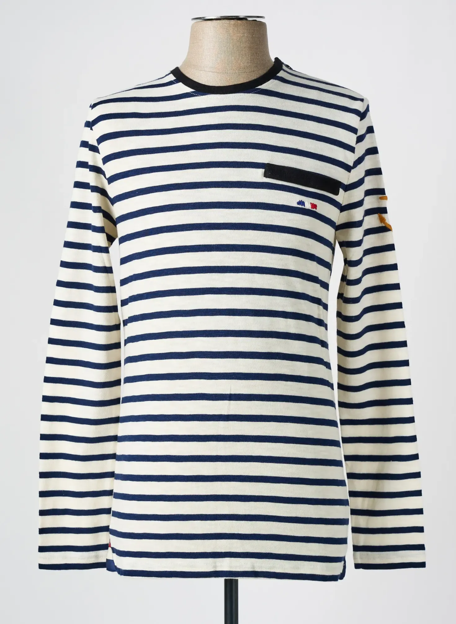 T-shirt La Marinière Française Blanc Manches Longues