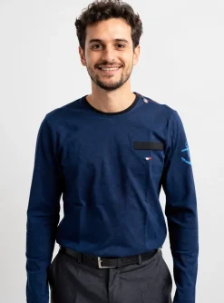 T-shirt La Marinière Française Bleu Manches Longues