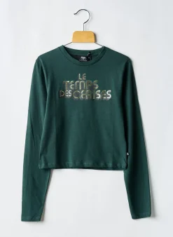 T-shirt Le Temps Des Cerises Vert Manches Longues
