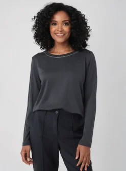 T-shirt Majestic Filatures Noir Manches Longues