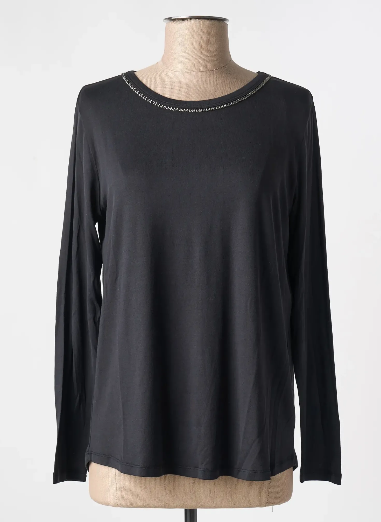 T-shirt Majestic Filatures Noir Manches Longues