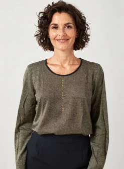 T-shirt Meri & Esca Vert Manches Longues