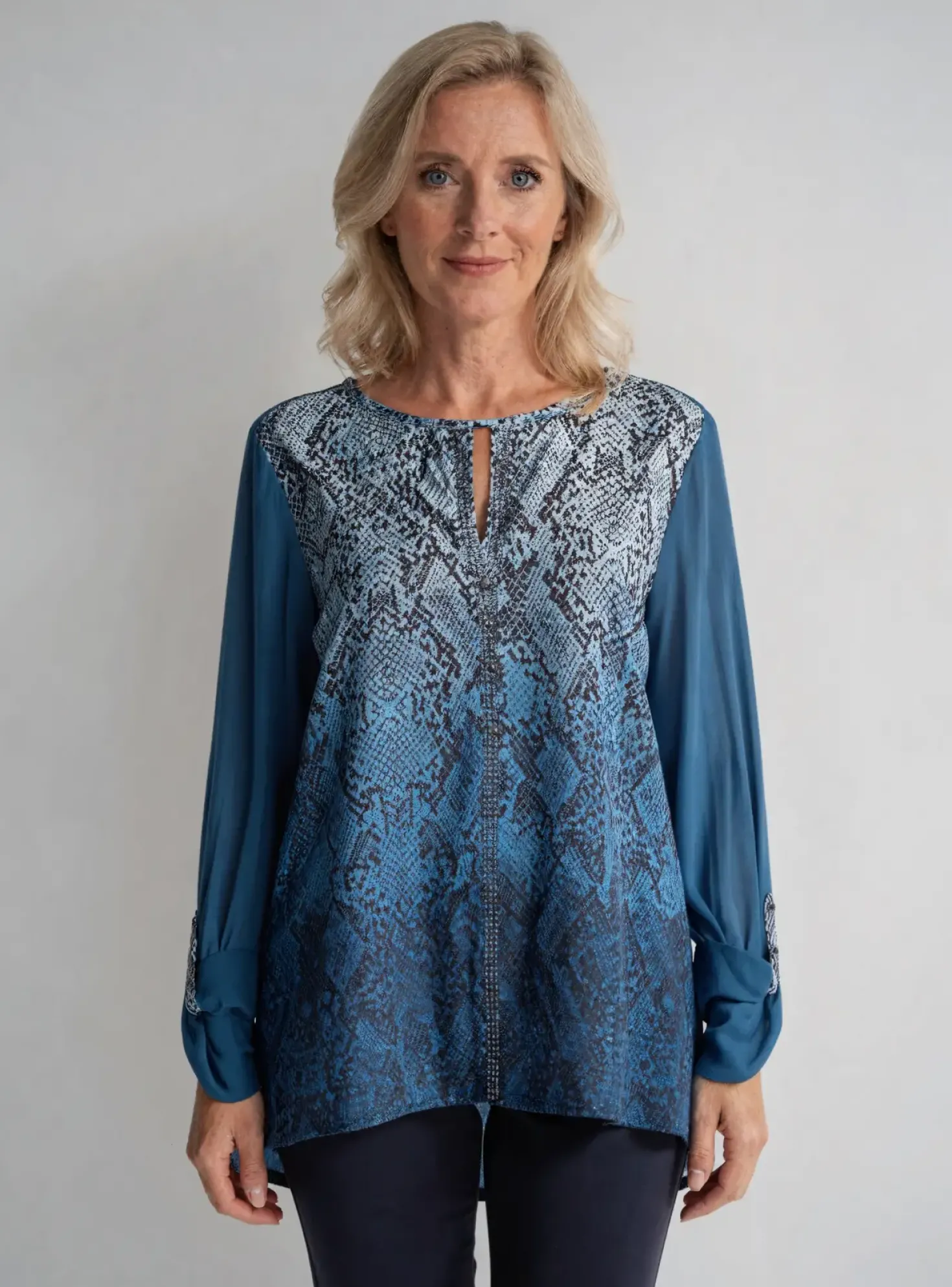 T-shirt Olsen Bleu Manches Longues