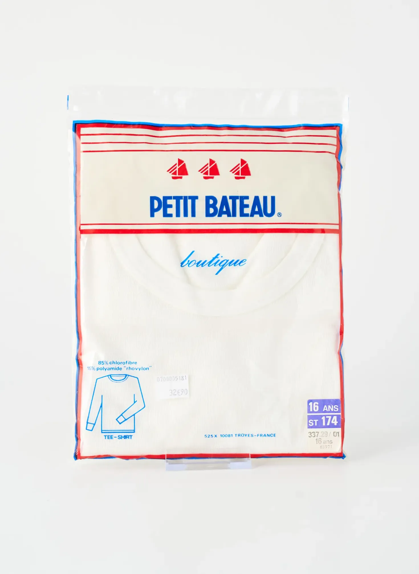 T-shirt Petit Bateau Blanc Manches Longues