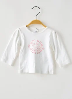 T-shirt Petit Bateau Blanc Manches Longues