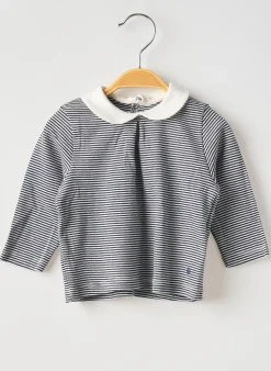 T-shirt Petit Bateau Bleu Manches Longues