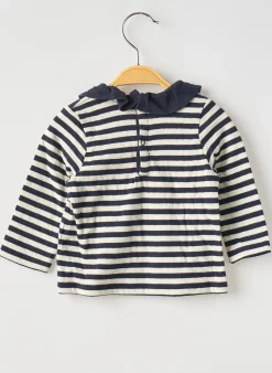 T-shirt Petit Bateau Bleu Manches Longues