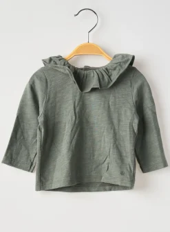T-shirt Petit Bateau Vert Manches Longues