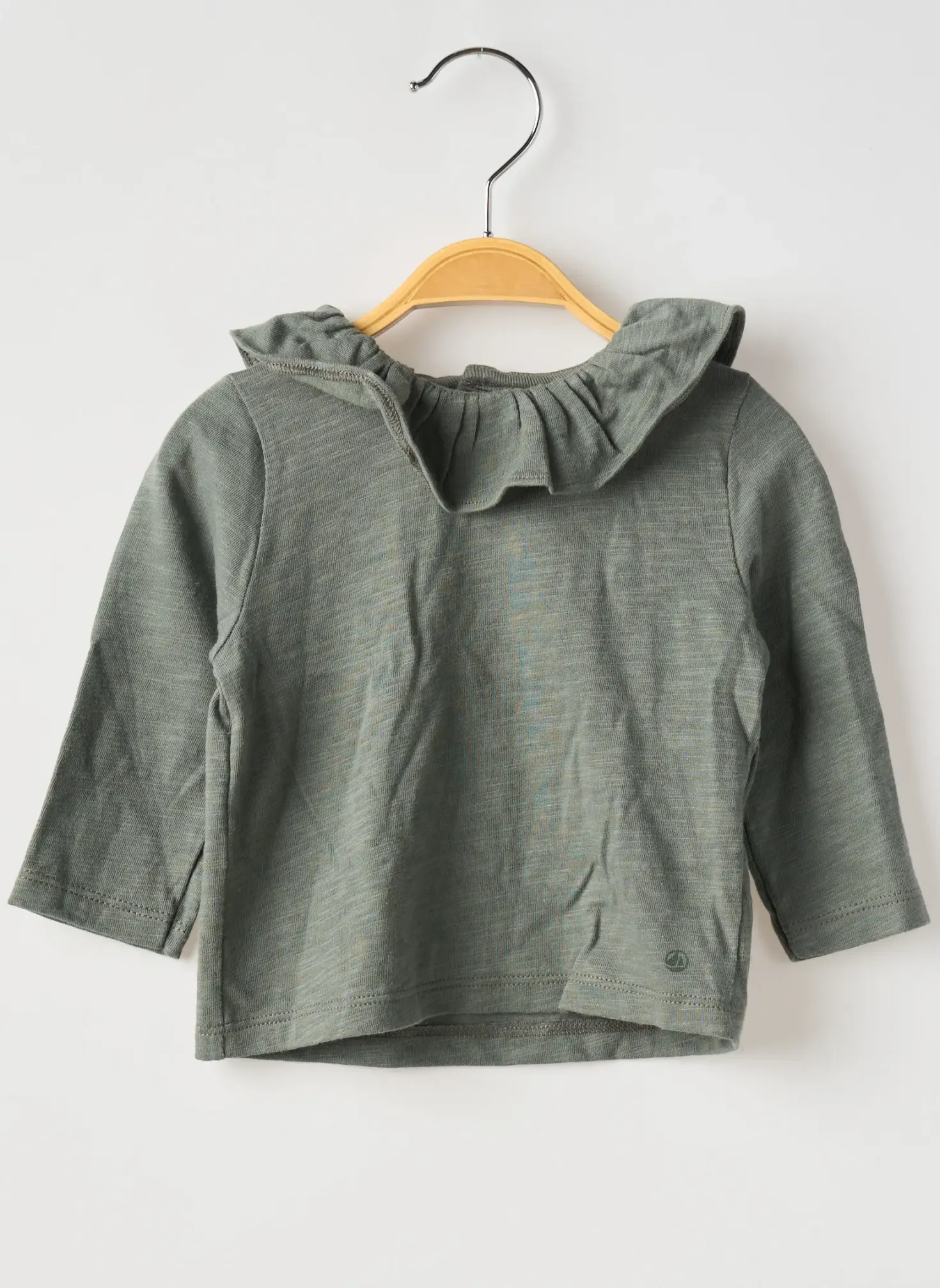 T-shirt Petit Bateau Vert Manches Longues