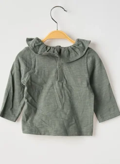 T-shirt Petit Bateau Vert Manches Longues