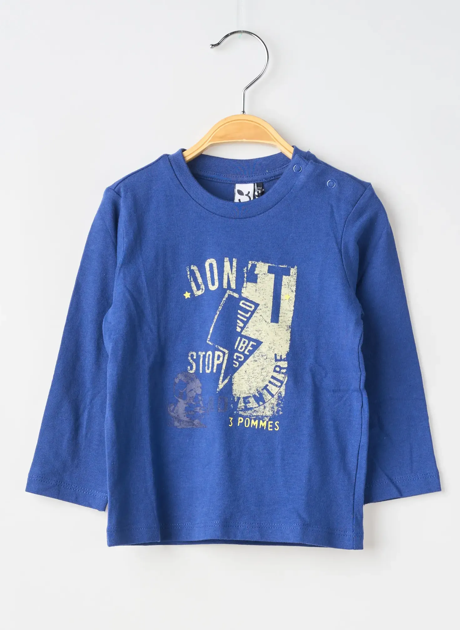 T-shirt 3 Pommes Bleu Manches Longues