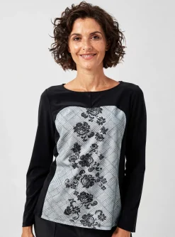 T-shirt Quatre Vingt Jours Noir Manches Longues