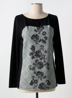 T-shirt Quatre Vingt Jours Noir Manches Longues